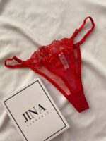 ست لباسزیر  تور قرمز گل ریز ژینا1148+ - Image 3