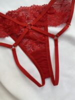 شورت زنانه فاق باز دانتل قرمز کد13_08 - Image 5