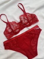 ست لباسزیر تورگلدوزی قرمز برند انوشه کد889 - Image 4