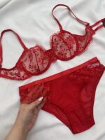 ست لباسزیر تورگلدوزی قرمز برند انوشه کد889 - Image 5
