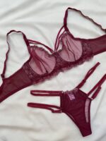 ست لباسزیر تورگلدوزی شرابی برندژینا کد1001 - Image 5