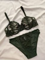 ست لباسزیرزنانه تورگلدوزی سبز برندانوشه کد889 - Image 5